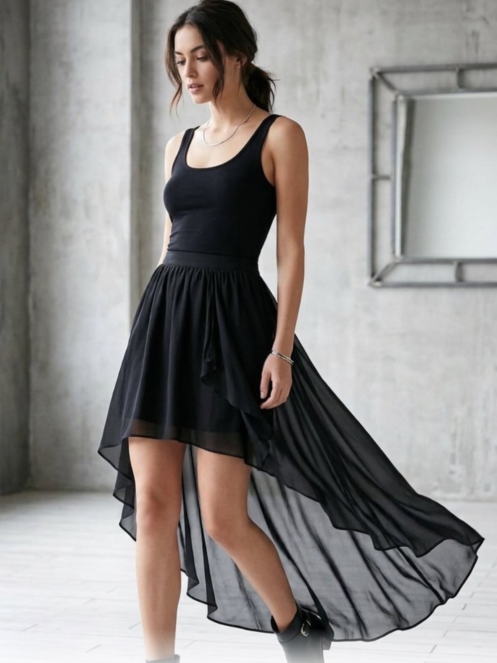 Women’s Black High-Low Tank Dress